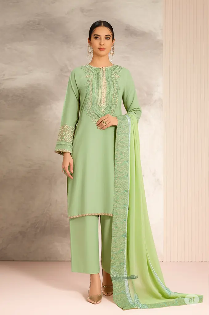 3 PIECE PRINTED LAWN SUIT-VERDANT GREEN (UNSTITCHED)
